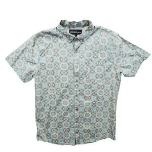 MOLOKAI SURF CO Mens Button Up Shirt Short Sleeve Geometric Print Size L‎